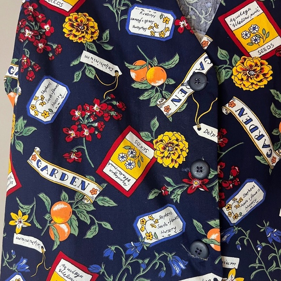 Vintage 1990s Garden Botanical Vest Waistcoat - Picture 2 of 4